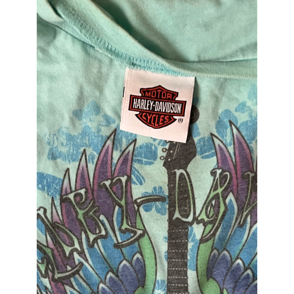 Harley-Davidson Women's XL Teal Graphic Tee Guitar Rocks Green Valley CA - Picture 4 of 11